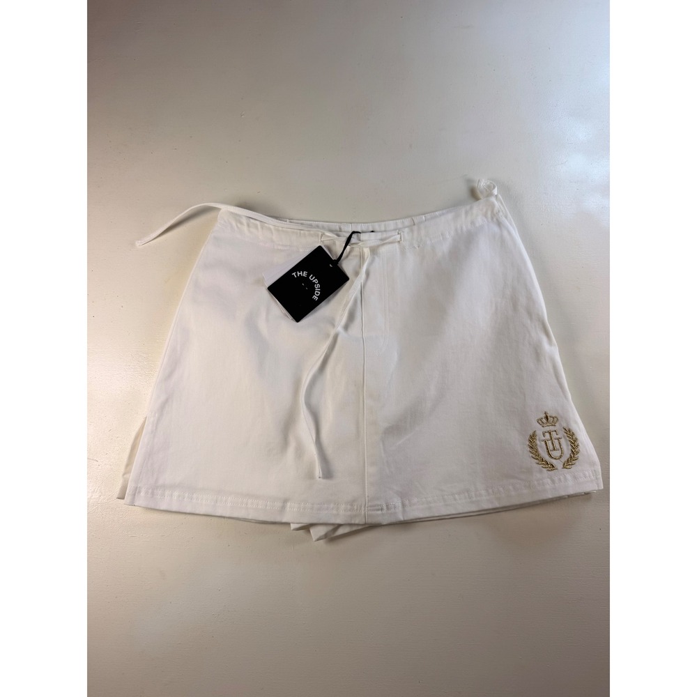 The Upside Skort Women XS White Y2K Sporty Organic Cotton Crest Logo